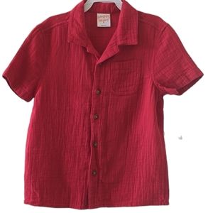 JUMPING BEANS BOYS RED FRONT BUTTON SHORT SLEEVE SHIRT SIZE 5